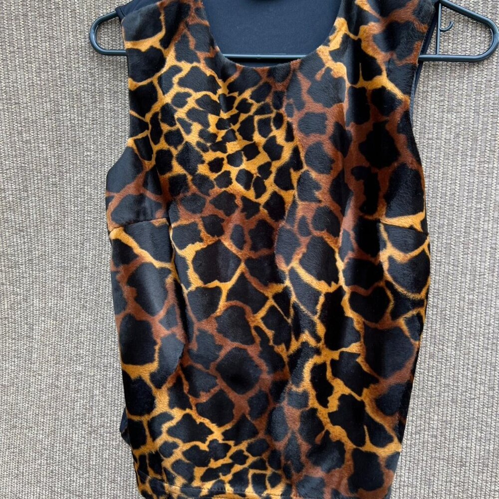 A Byer California vintage animal print top with a velvety front and satin-like M